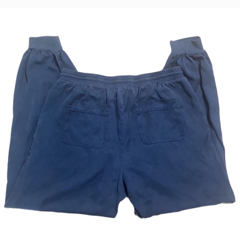 Chelsea & Theodore Blue Twill Drawstring Jogger Pants Women Size L - Picture 2 of 12